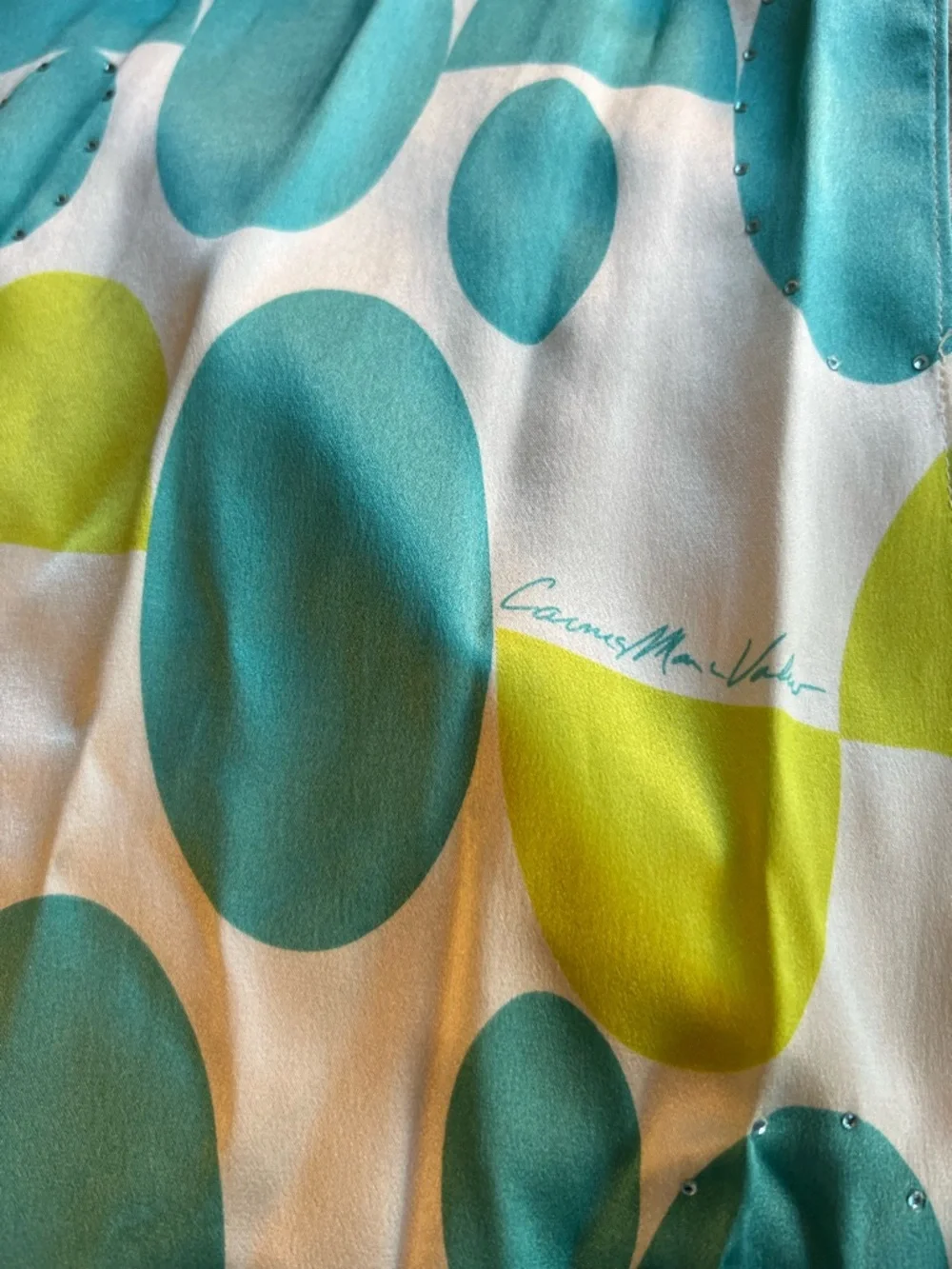 Rare Carmen Marc Valvo Collection Aqua and Lime Halter top - Picture 2 of 6
